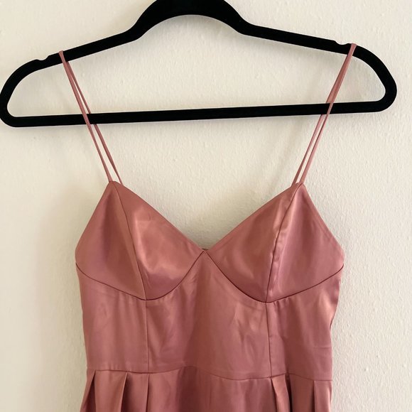 H&M Satin Slip Dusty Rose Pink Midi Dress - Picture 3 of 7